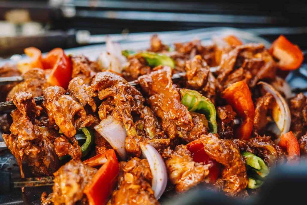 Freshly prepared grilled food at the buffet